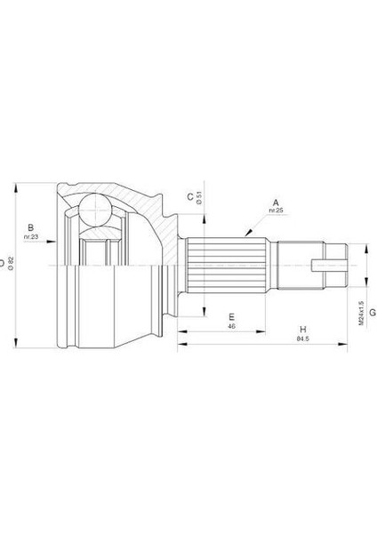 KRL1592ECF Aks Kafası Grande Punto 1.3mjt Corsa D 1.3 05-1.3cdtı Diş A13DTR Z13DT 70BG 90BG 1603406