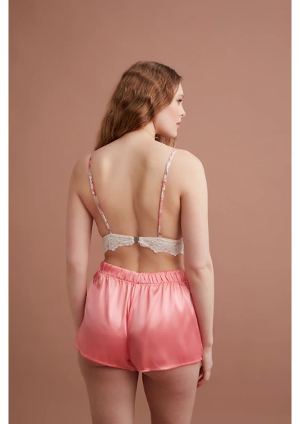 Tül Şifon Sabahlıklı Içi Askılı Şortlu Kadın Üçlü Pijama Takım Set 3028 fırsatları