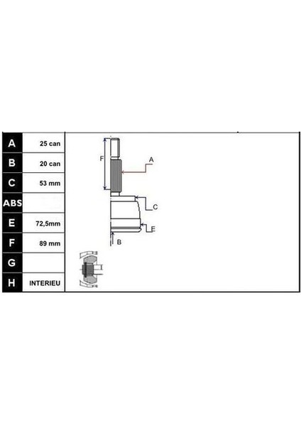 KRL1429ECF Aks Kafası Fiesta V Fusion 01-1.4tdcı Diş Y402-25-600