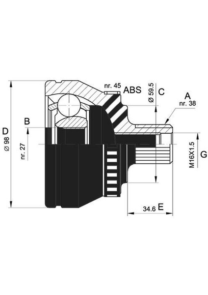 305119 Aks Kafası Diş A4 04 Abs'li 8E0498099A