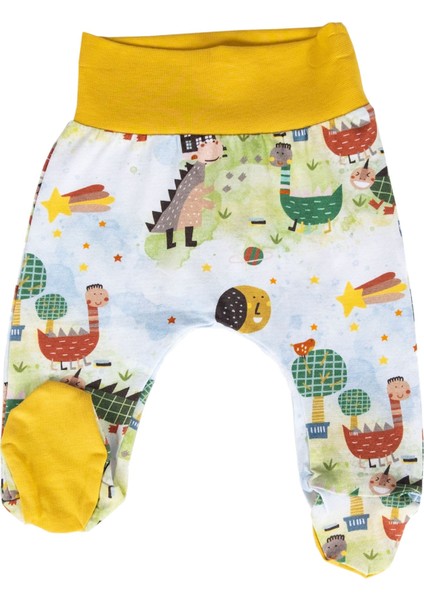 Organik Dino Baskılı Patikli Sarı Baharlık Unisex Bebek Takım indirimleri