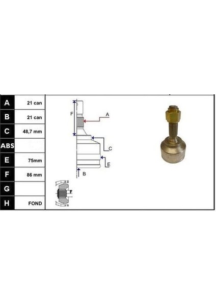 KRL1407ECF Aks Kafası C3 03-1.1L-1.4-1.4L-16V-HDI Diş 3272.ES