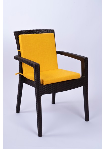 Papatya Süngerli Arkalıklı Sandalye Minderi Özel Dikişli Bağcıklı 40X80 cm