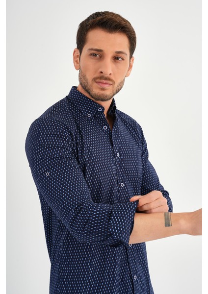 Puantiyeli Slim Fit Gömlek (E20-32110)
