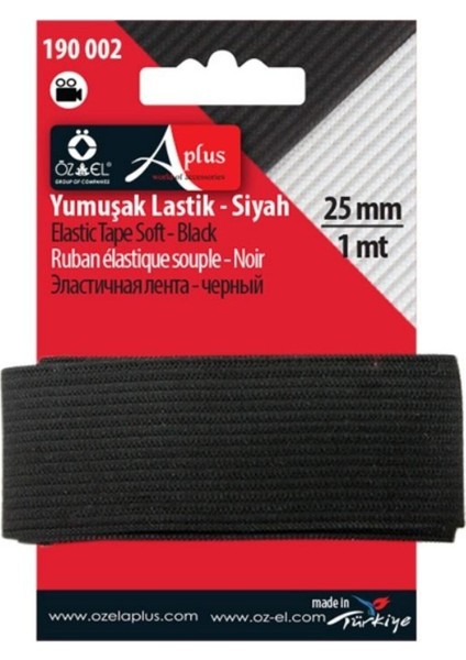 Siyah Örme Lastik, Yumuşak Lastik, Bel, Paça Lastiği 2,5 cm 1 mt 190 002