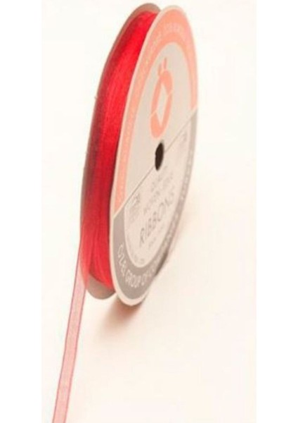 Mini Makara Kırmızı Organze Kurdele, Paketlik Kurdele, 1 cm 5 mt 125 007