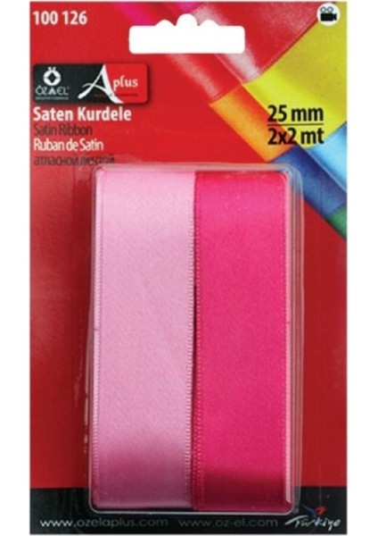 Fuşya ve Pembe Saten Kurdele 2,5 cm 2 2 mt 100 126