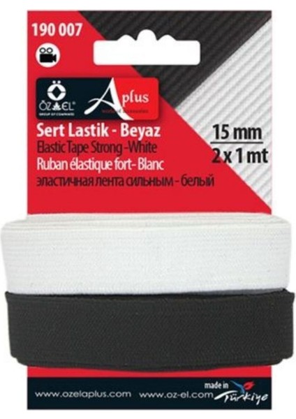 Siyah Beyaz Ikili Dokuma Lastik, Sert Lastik, 1,5 cm 1 + 1 mt 190 007