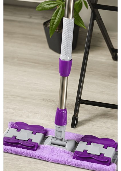 Yeni Nesil Ayarlanabilir Mikrofiber Mop Yer Duvar Fayans Temizleyici Yedek Bez Hediyeli Mandallı Mop