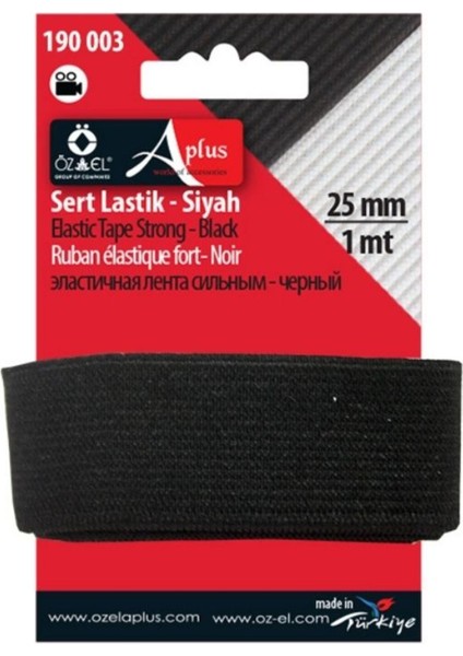 Siyah Dokuma Lastik, Sert Lastik, Bel, Paça Lastiği 2,5 cm 1 mt 190 003