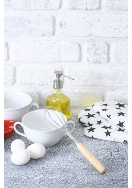 Bambu Saplı Paslanmaz Çelik Tel Çırpıcı 29CM