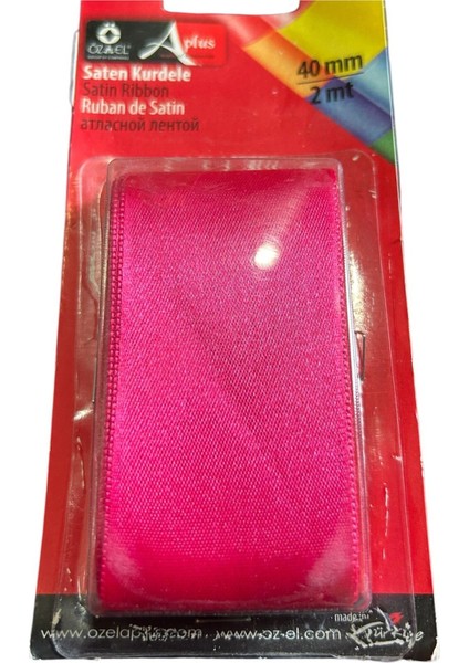 Fuşya Saten Kurdele, Paketlik Kurdele 4 cm 2 mt