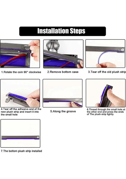 Dyson V6 V7 V8 V10 V12 V15 DC58 DC59 DC62 DC72 DC74 Vakum Temizleme Başlıkları Için Yumuşak Peluş Şeritler Tüp Hortumu Yedek (Yurt Dışından)