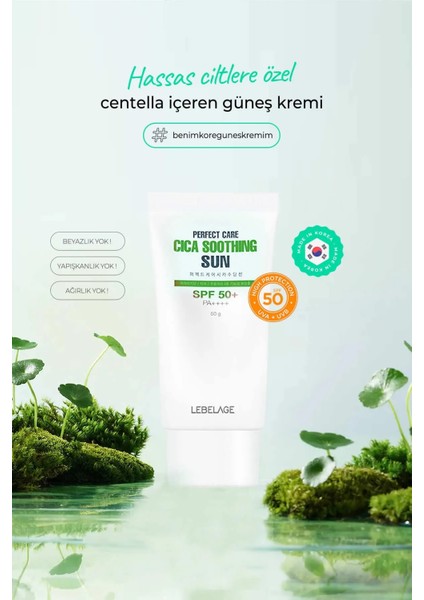 Centella Asiatica Içeren Hassas Cilt Güneş Koruyucu Cica Soothing Sun Spf 50+ Pa++++ 50 gr