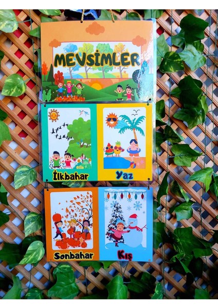 Mevsimler Günler Aylar Afişi Okul ve Sınıflar Için Pvc Kaplı 5 Parça Afiş Set