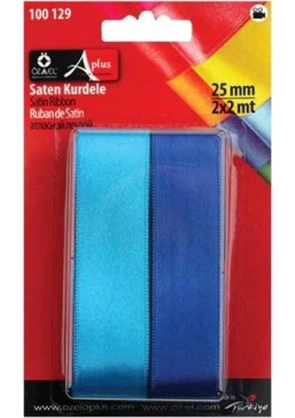 Mavi ve Saks Mavi Saten Kurdele 2,5 cm 2 2 mt 100 129