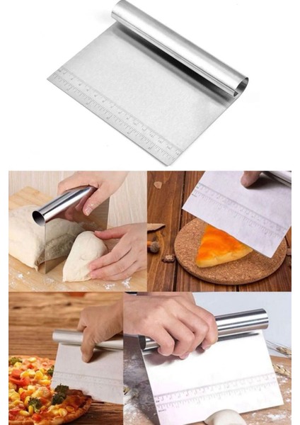 Paslanmaz Çelik Ölçülü Cetvelli Hamur Spatulası Kazıyıcı Pasta Sıvama ve Kesici Aparatı Büyük Boy fiyatları