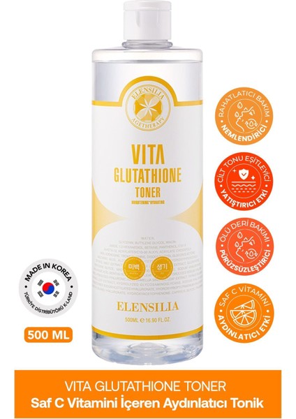 Glutatyon Içeren Aydınlatıcı ve Nemlendirici Tonik Elensilia Glutathione Toner 500ML Büyük Boy