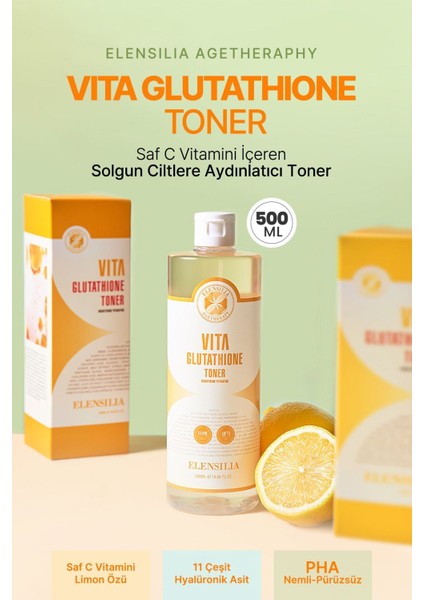 Glutatyon Içeren Aydınlatıcı ve Nemlendirici Tonik Elensilia Glutathione Toner 500ML Büyük Boy
