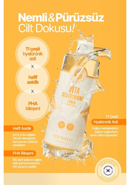 Glutatyon Içeren Aydınlatıcı ve Nemlendirici Tonik Elensilia Glutathione Toner 500ML Büyük Boy