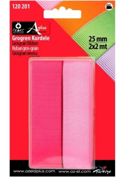 Fuşya ve Pembe 2'li Grogren Kurdele 2,5 cm 2 2 mt 120 201