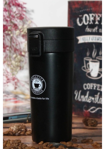 Filtreli Çift Katmanlı Paslanmaz Çelik Bardak Mug Termos Çay Kahve Termosu 380ML 12 Saat Sıcak-Soğuk