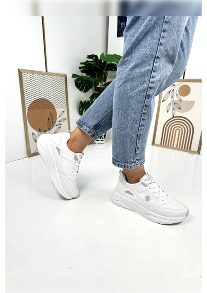 Günlük Kadın Sneaker Bağcıklı Oval Burunlu Kalın Desenli Taban Rahat Hafif Spor Ayakkabı 2110 indirimleri