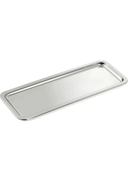 4 Adet Paslanmaz Çelik Dikdörtgen Sunum Tepsisi I Çay Kahve Servis Sunum Tepsisi 33X13 CM