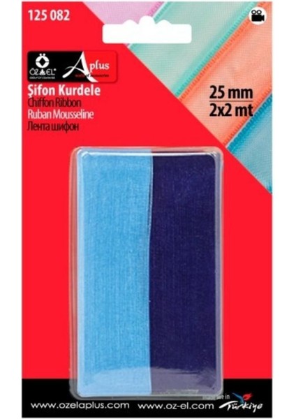 Mavi ve Saks Mavi 2'li Organze Kurdele, Paketlik Kurdele 2,5 cm 2 2 mt 125 082