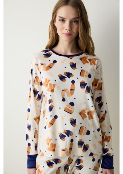 Winter Day Fuzzy Çok Renkli Sweatshirt