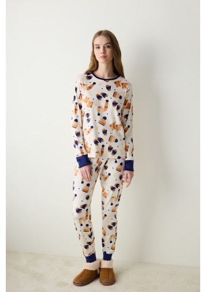 Winter Day Fuzzy Çok Renkli Sweatshirt