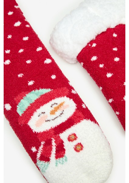 Unisex Snowman Kırmızı Soket Çorap fırsatları