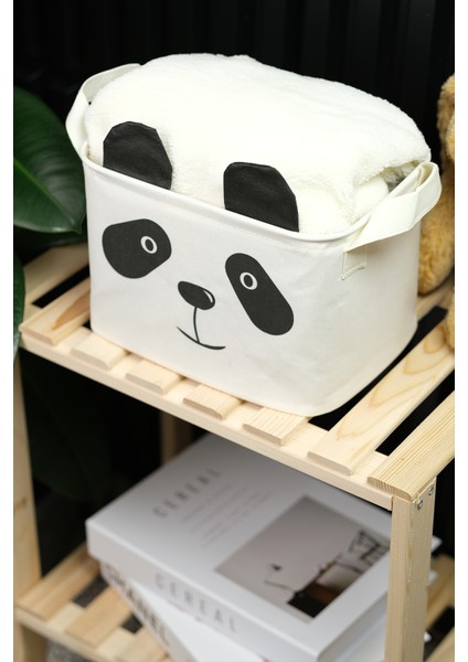 Panda Desenli Dikdörtgen Sepet Organizer 25 x 15 x 18