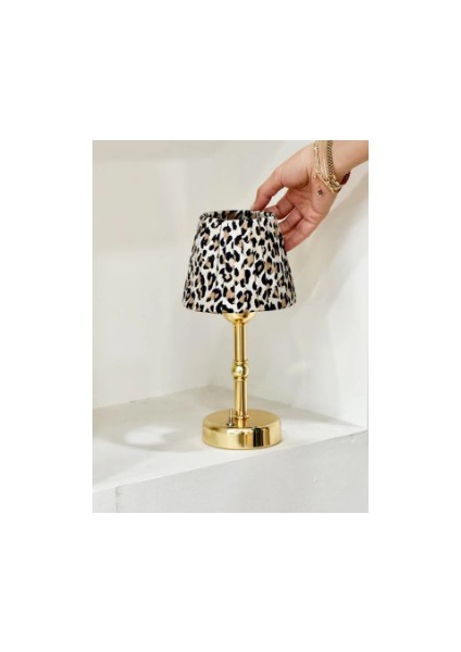 Leopar Pileli Kablosuz Masa Lambası - Uzun Alt Parlak Gold LED Işık modelleri