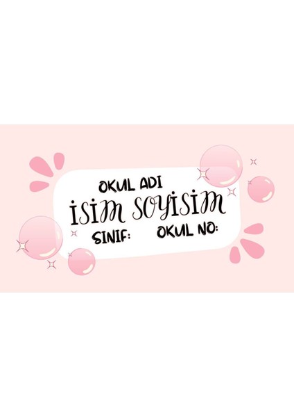 Isme Özel Temalı 30 Adet Okul Etiketi