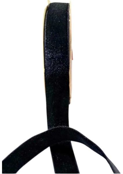 Siyah Lastikli Kadife Şerit Kurdele, Yumuşak Dokulu Esnek Kadife Kurdele, 2 cm 5 mt