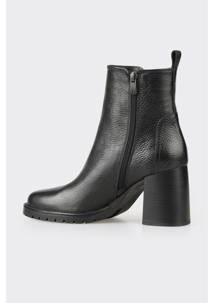 Siyah Deri Kadın Orta Topuk Bot modelleri