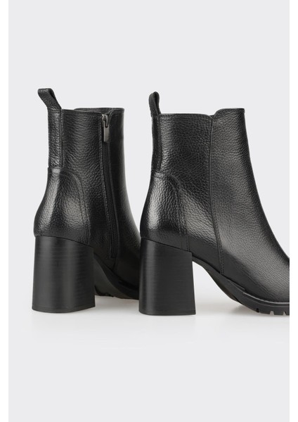 Siyah Deri Kadın Orta Topuk Bot fırsatları