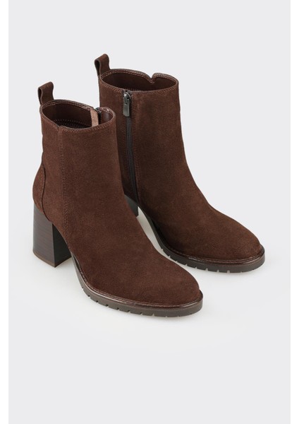 Kahve Deri Kadın Orta Topuk Bot fiyatları