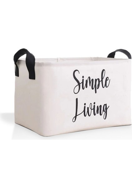 Beyaz Simple Living Baskılı Küçük Boy Düzenleyici Saklama Sepeti 25 x 15 x 18 fiyatları