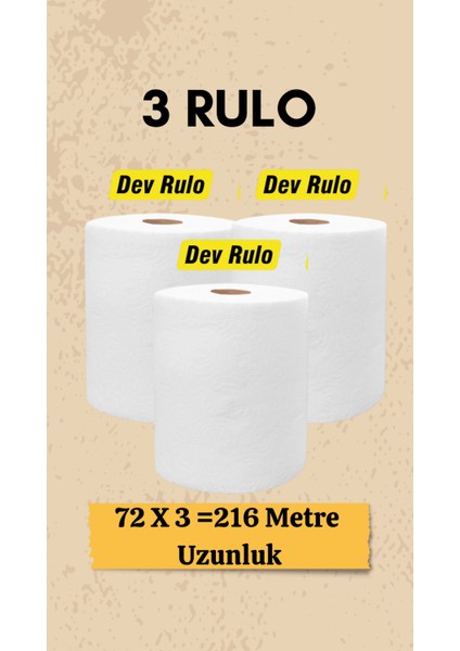 Kağıt Havlu Peçete Dev Rulo Çift Katlı 3 Rulo (1 Dev Rulo=5 Rulo)