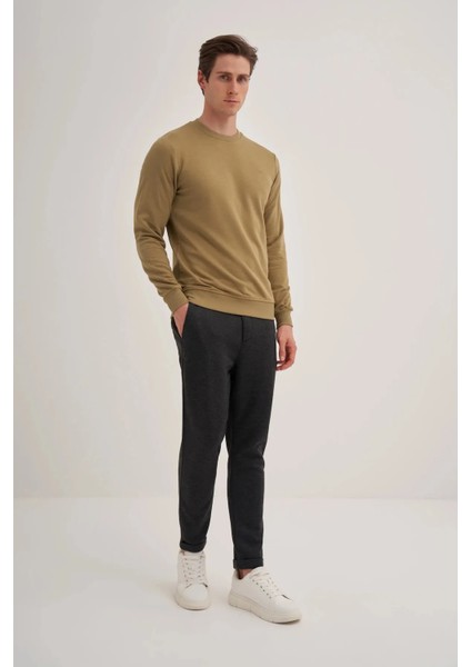 Caz 5610 Bisiklet Yaka 3 Iplik Şardonsuz Erkek Basic Sweat Zeytin Yeşili fiyatları