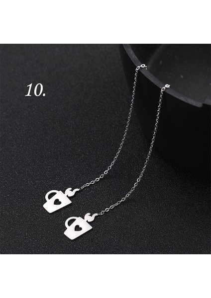 No.10 Boyutu Moda Lineer Küpe Asma Uzun Zincir Küpe Zincir Küpe Küpe Küpe Edgy Boncuk Küpe Kadın Aksesuarları Takı St.patrick Günü Takı (Yurt Dışından)
