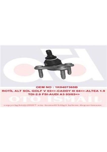 JBJ751 Rotil Sol Golf V 03-Golf Vı Touran 03-Caddy 04-A3 03-Altea A3 03-Octavia 04-Jetta 1K0407365C