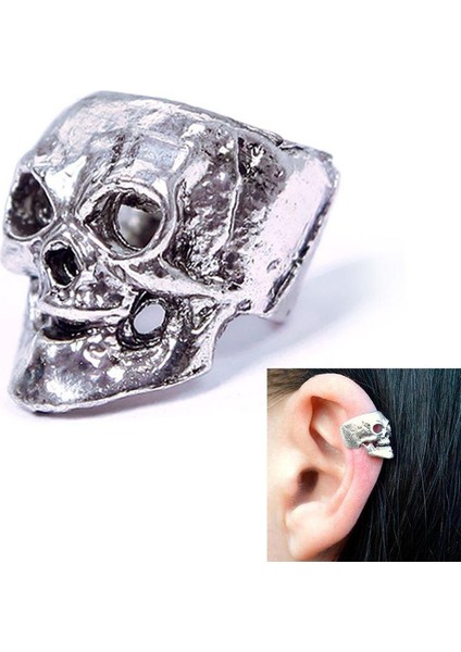 Gümüş Tarzı No.1 Boyutu Yeni Moda Gotik Punk Vintage Erkek Kadın Gümüş Kafatası Kepçe Küpe Wrap - 1 Çift (Yurt Dışından) fiyatları