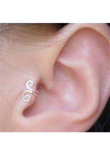 Altın Tarzı 2 Adet 925 Ayar Gümüş El Yapımı Küçük Kıvrım Tragus Deliksiz Küpe Manşeti (Yurt Dışından) fiyatları