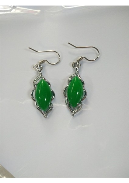 Yeşil Stil Malay Ceviz Yeşili Damlacık Taş Küpe (Yurt Dışından)