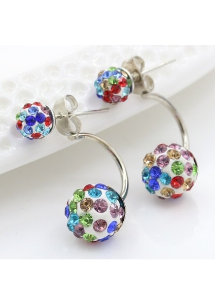 Kırmızı Stil Yeni Sıcak Gümüş Çift Boncuk Kristal Küpe Kadın Takı (Yurt Dışından) modelleri