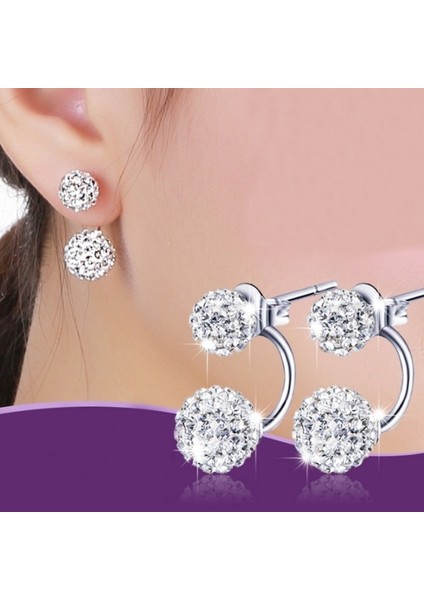 Kırmızı Stil Yeni Sıcak Gümüş Çift Boncuk Kristal Küpe Kadın Takı (Yurt Dışından) indirimleri