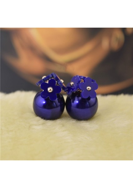 Mavi Stil Yeni Moda Kadın Lüks Küpe Kişilik Çiçek Çift Uçlu Küpe Kadınlar Için (Yurt Dışından)